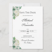 Elegante witte roos en lelies bruiloft save the date (Voorkant)