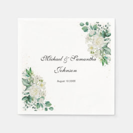 Elegante witte roos en lelies bruiloft servet