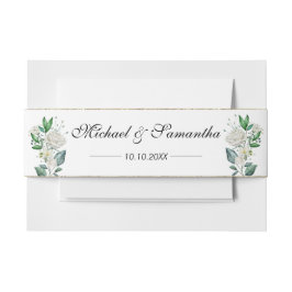 Elegante witte roos en lelies bruiloft uitnodigingen wikkel