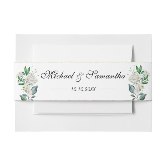 Elegante witte roos en lelies bruiloft uitnodigingen wikkel (Voorkant Voorbeeld)