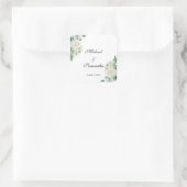 Elegante witte roos en lelies bruiloft vierkante sticker (Tas)