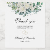 Elegante witte roos en lelies bruiloft wijn etiket (Enkel label)