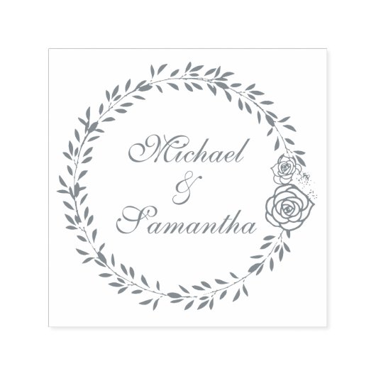 Elegante witte roos en lelies bruiloft  zelfinktende stempel (Design)