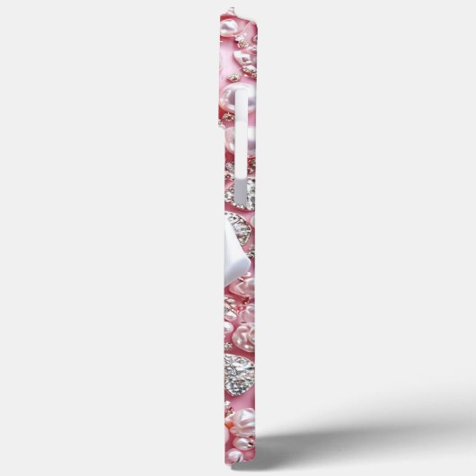 Elegante witte roos en sprankelende roze parels Case-Mate iPhone case (Achterkant / Links)
