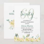 Elegante witte roos Eucalyptus Flora 60e verjaarda Kaart (Voorkant / Achterkant)