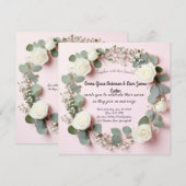 Elegante Witte Roos & Eucalyptus Huwelijksuitnodig Save The Date (Voorkant / Achterkant)