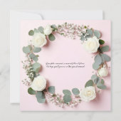 Elegante witte roos & eucalyptus trouwkaart save the date (Achterkant)