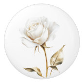 Elegante witte roos Franse landhuis Keramische Knop (Voorkant)