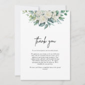 Elegante Witte Roos Groen Bloemen Huwelijk Bedankkaart (Voorkant)