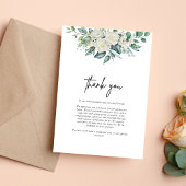 Elegante Witte Roos Groen Bloemen Huwelijk Bedankkaart