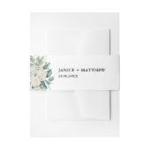 Elegante Witte Roos Groen Bloemen Huwelijk Uitnodigingen Wikkel (Voorkant Voorbeeld)