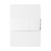 Elegante witte roos groen bloemstuk bruiloft uitnodigingen wikkel (Achterkant Voorbeeld)