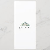 Elegante Witte Roos Groene Bloemstuk Bruiloft Menu (Achterkant)