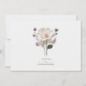 Elegante Witte Roos Horizontale Huwelijksuitnodigi Kaart (Voorkant)