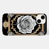 Elegante Witte Roos met Sierlijk Gouden Frame Case-Mate iPhone Case (Achterkant (horizontaal))