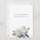 Elegante witte roos minimalistische bloemenbruilof kaart (Achterkant)