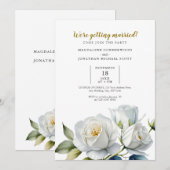 Elegante witte roos minimalistische bloemenbruilof kaart (Voorkant / Achterkant)