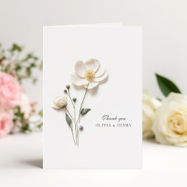 Elegante witte roos minimalistische gevouwen bruil bedankkaart