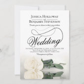 Elegante witte roos reflectie romantische bruiloft kaart (Voorkant)