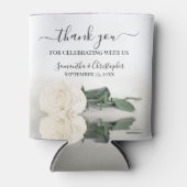 Elegante Witte Roos Romantische bruiloft Bedankt Blikjeskoeler (Voorkant)