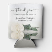 Elegante Witte Roos Romantische bruiloft Bedankt Blikjeskoeler (Voorkant)