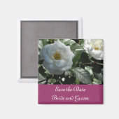 Elegante Witte Roos Save the Date Magneet (Voorkant / Achterkant)