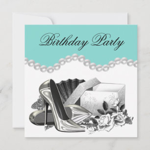 Elegante witte roos turquoise verjaardagsfeest kaart