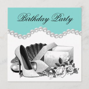 Elegante witte roos turquoise verjaardagsfeest kaart