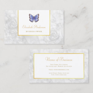 Elegante Witte Roos Vlinder Klein Bedrijf Visitekaartje