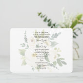 Elegante Witte Roos Waterverf Bruiloft Afgerond Kaart (Staand voorkant)