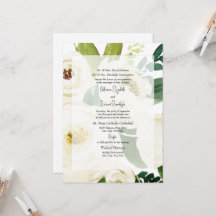 Elegante Witte Roos Waterverf Bruiloftsinvitation 