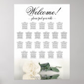 Elegante witte Rose 22 tafel bruiloft zitgrafiek Poster (Voorkant)