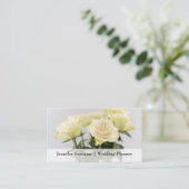 Elegante Witte Rose Bloemen Klassieke Wedding Plan Visitekaartje (Staand voorkant)