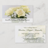 Elegante Witte Rose Bloemen Klassieke Wedding Plan Visitekaartje (Voorkant / Achterkant)