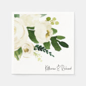 Elegante witte Rose gepersonaliseerde cocktail Servet (Voorkant)