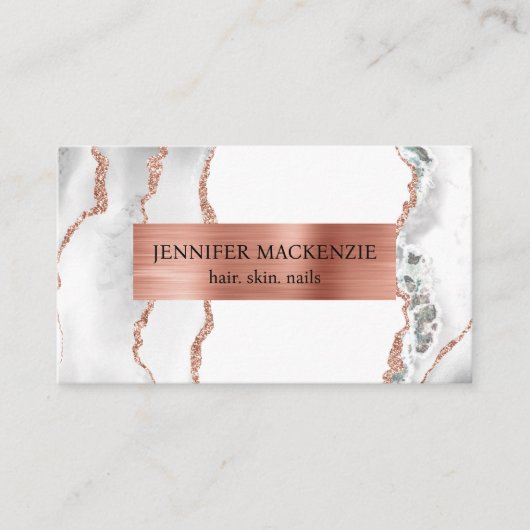 Elegante Witte Rose Gold Agaat Luxe Visitekaartje (Voorkant)