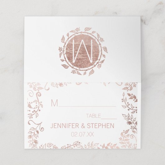 Elegante Witte Rose Gouden Bloemen Plaats Kaarten Plaatskaartje (Buitenkant ongevouwen)