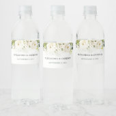 Elegante Witte Rose & Gouden Bruiloft Waterfles Etiket (Flessen)