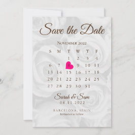 Elegante Witte ROses Bewaar De Datum Agenda Trouwd Kaart