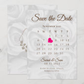 Elegante Witte ROses Save The Date Agenda Bruiloft Kaart (Voorkant / Achterkant)