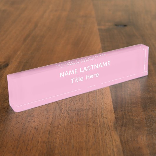 Elegante witte & roze aangepaste naam Bureaunaambo Naambordje (Zijkant)