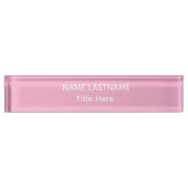Elegante witte & roze aangepaste naam Bureaunaambo Naambordje (Voorkant)