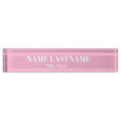 Elegante witte & roze aangepaste naam Bureaunaambo Naambordje (Voorkant)