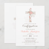Elegante witte roze bevestiging bloemenkruisje naa kaart (Voorkant / Achterkant)