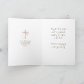 Elegante witte roze bevestiging bloemenkruisje naa kaart (Binnen)