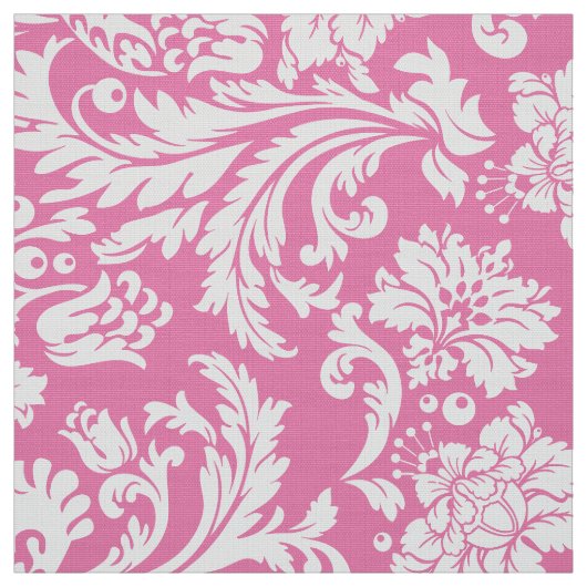 Elegante Witte & Roze Bloemen Damasks Stof (Swatch)