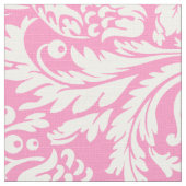 Elegante Witte & Roze Bloemen Damasks Stof (Close Up)