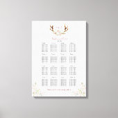 Elegante witte roze bloemen hertenstoelen zitplaat canvas afdruk (Voorkant)