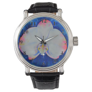 Elegante witte Roze Blush Orchidee waterverf Horloge