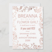 Elegante witte roze gouden bloem bloemenmeisje kaart (Voorkant)